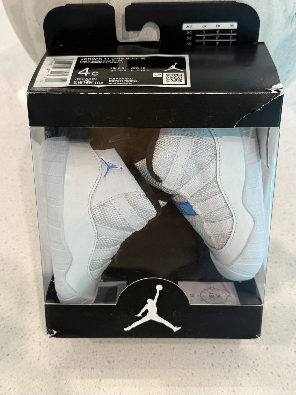 Jordan Baby Walker Shoes White with Light Blue Accents